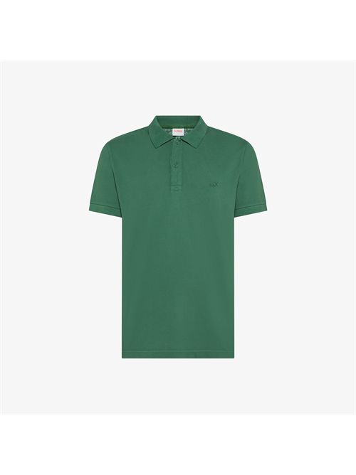 Polo in cotone verde muschio con dettagli a contrasto SUN 68 | A36103/95